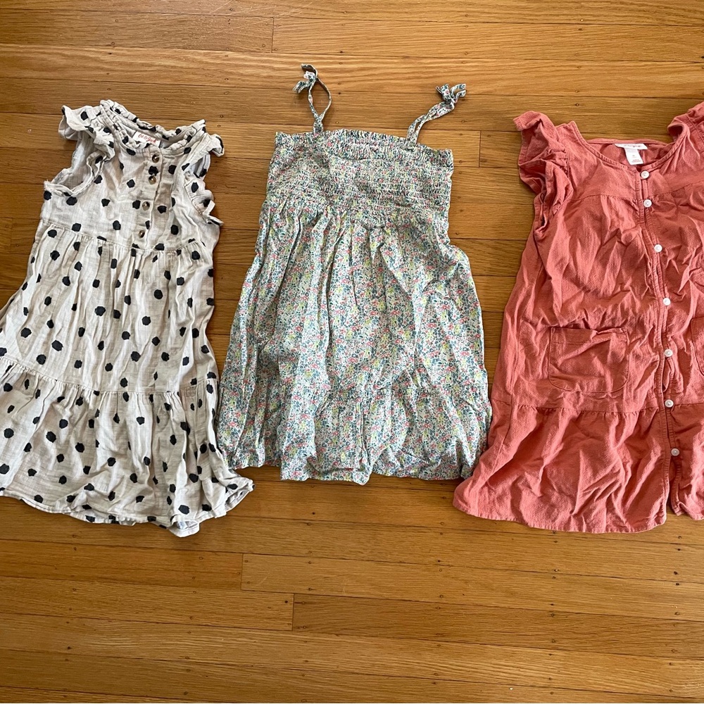 Summer Kids Dresses - Polka Dot, Floral, and Coral - size 4
